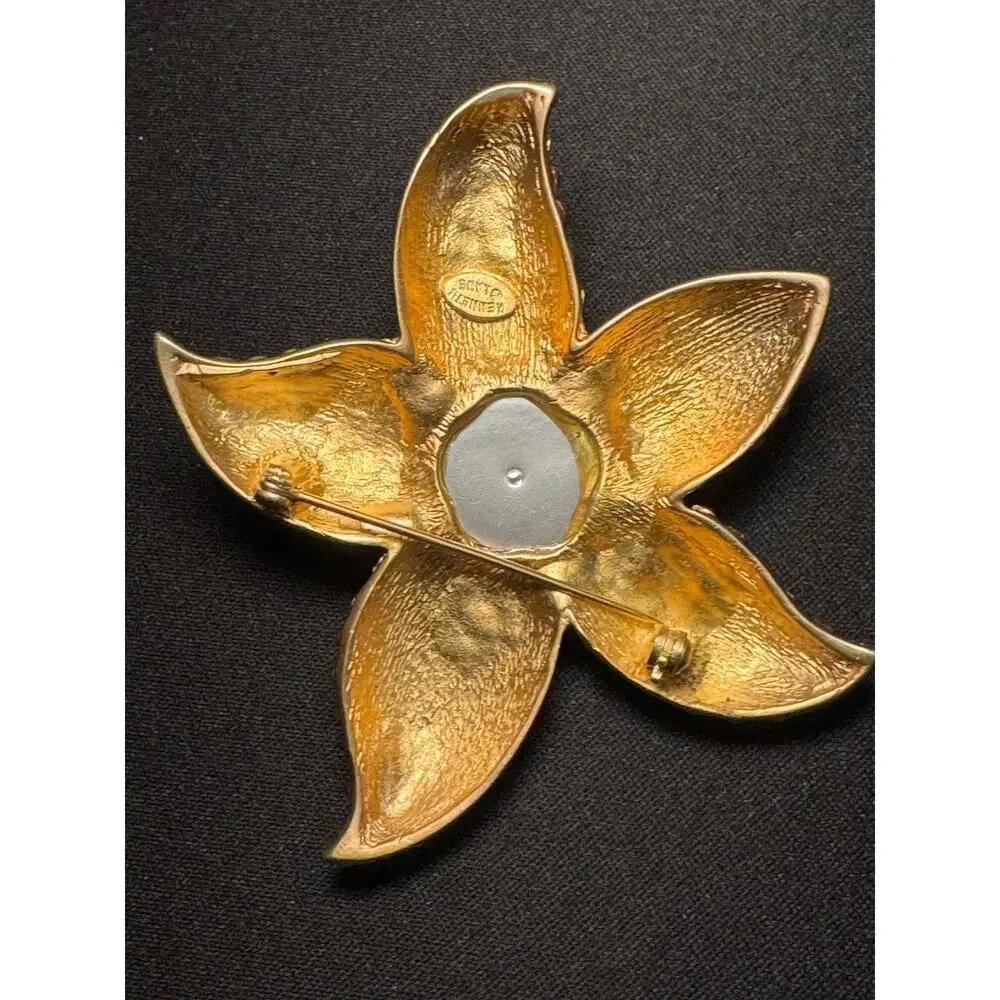 Vintage Kenneth Lane Large Starfish Brooch Faux Pearl